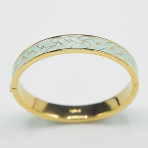 Preppy Blue Enamel Gold Tone Bracelet Bangle